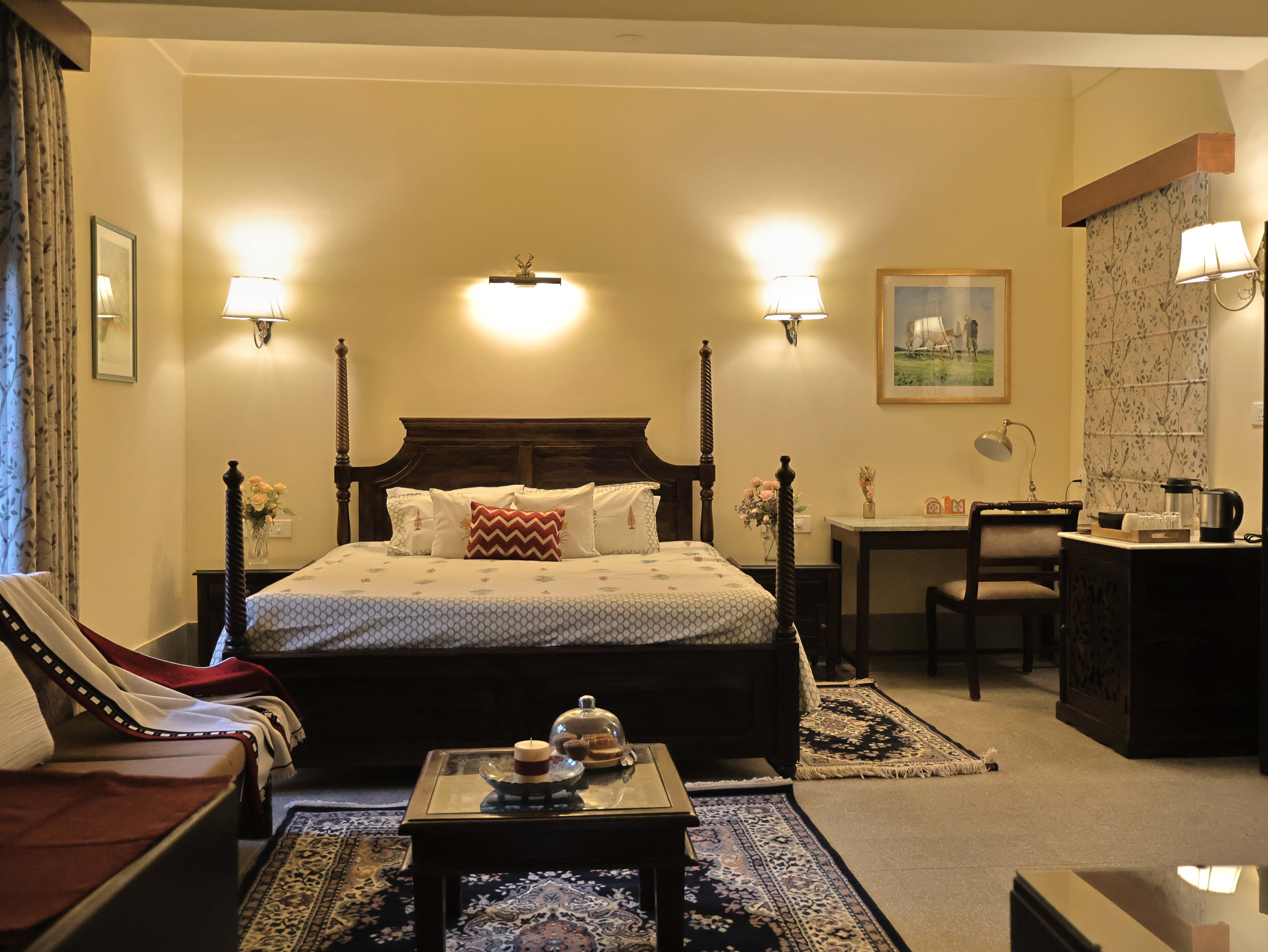 Luxurious bedroom with four-poster bed